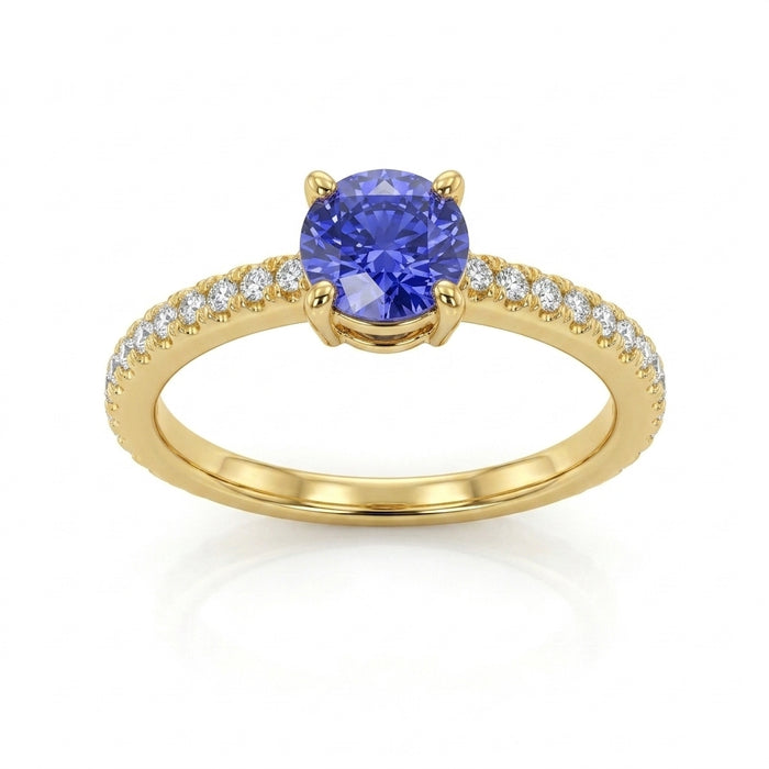 Tanzanite 0.50ct Ring with 0.40ct Diamonds in 14kt Gold