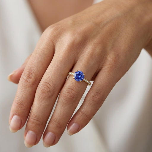 Tanzanite 0.50ct Ring with 0.40ct Diamonds in 14kt Gold