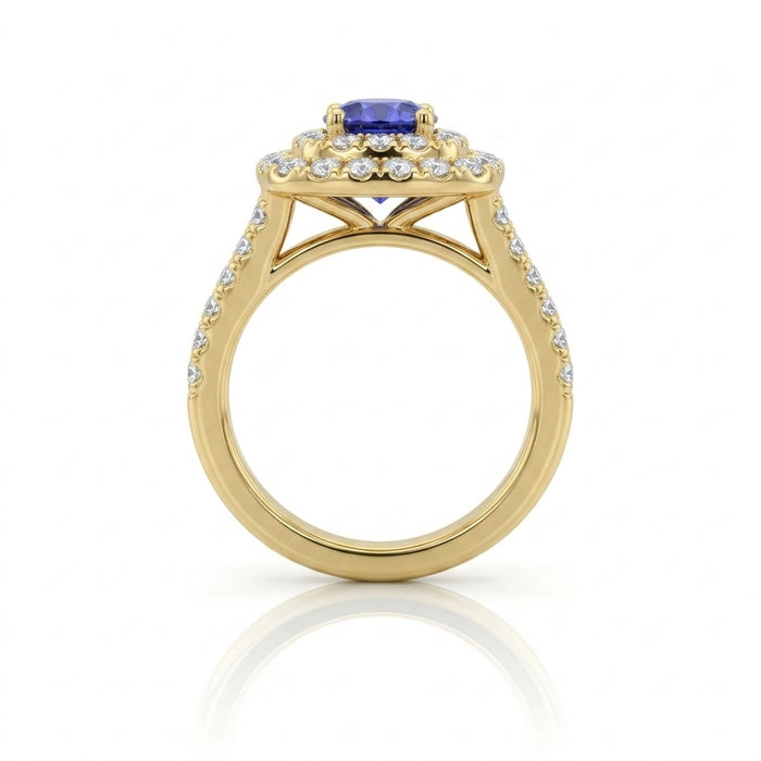 Tanzanite 1.00 ct tw Ring with 1.10 Diamonds & 14kt Gold