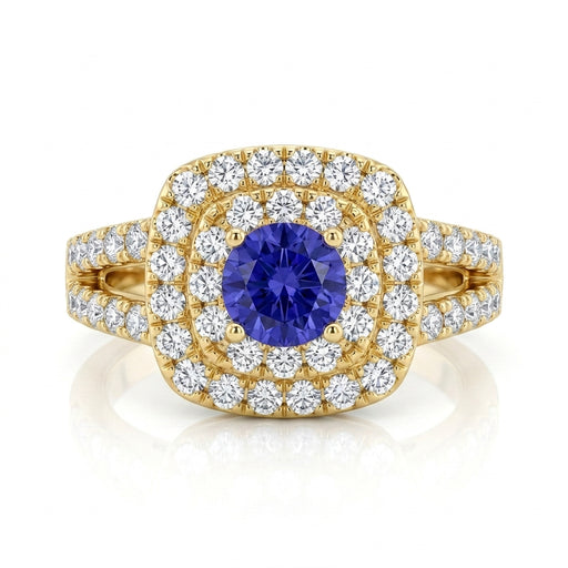 Tanzanite 1.00 ct tw Ring with 1.10 Diamonds & 14kt Gold