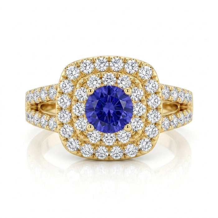 Tanzanite 1.00 ct tw Ring with 1.10 Diamonds & 14kt Gold