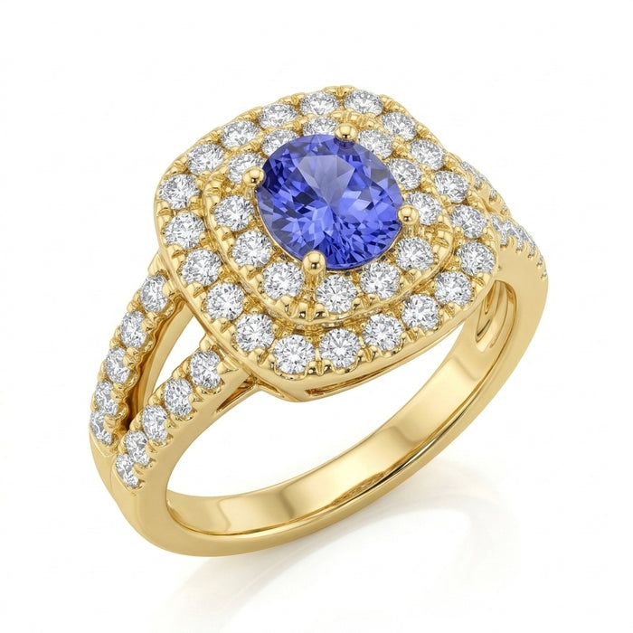 Tanzanite 1.00 ct tw Ring with 1.10 Diamonds & 14kt Gold
