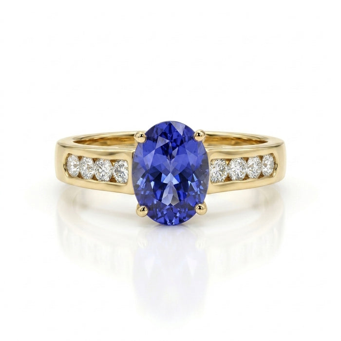 Tanzanite 1.35 ct tw Ring with 0.40 Diamonds & 14kt Gold