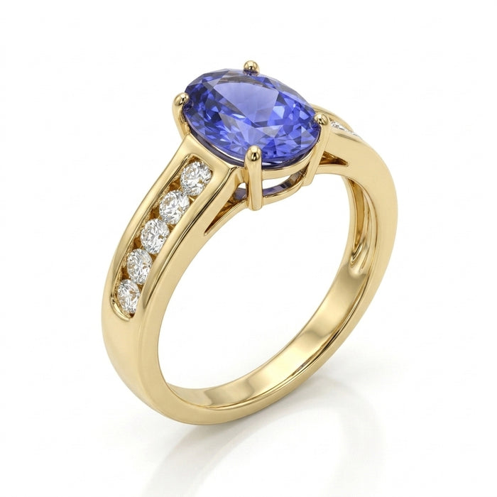 Tanzanite 1.35 ct tw Ring with 0.40 Diamonds & 14kt Gold