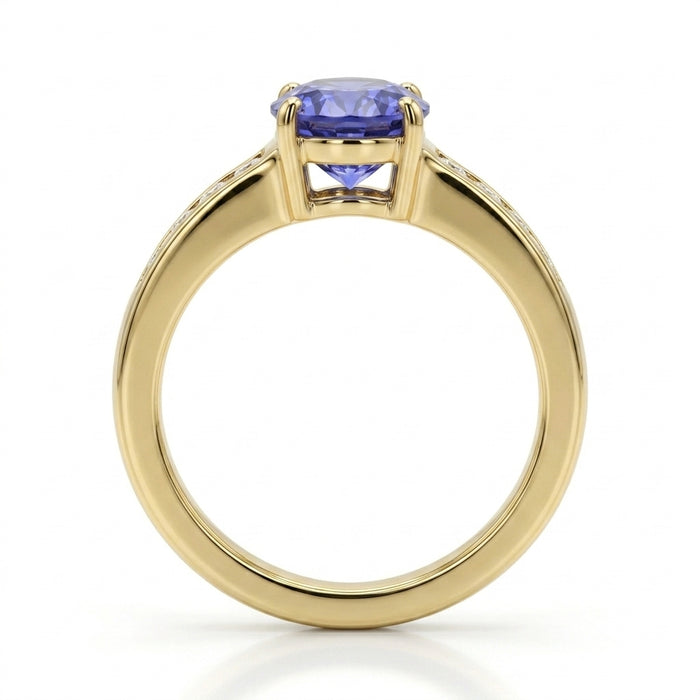 Tanzanite 1.35 ct tw Ring with 0.40 Diamonds & 14kt Gold