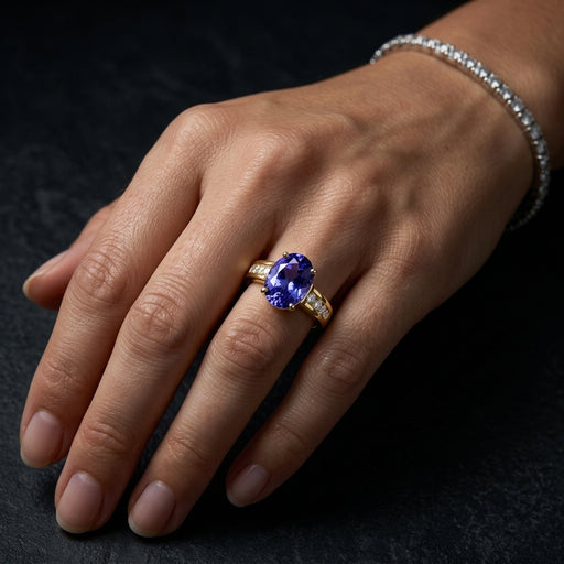 Tanzanite 1.35 ct tw Ring with 0.40 Diamonds & 14kt Gold