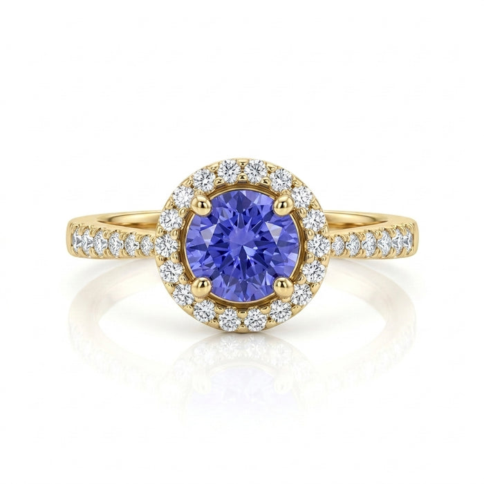 Tanzanite 1.00 ct tw Ring with 0.30 Diamonds & 14kt Gold