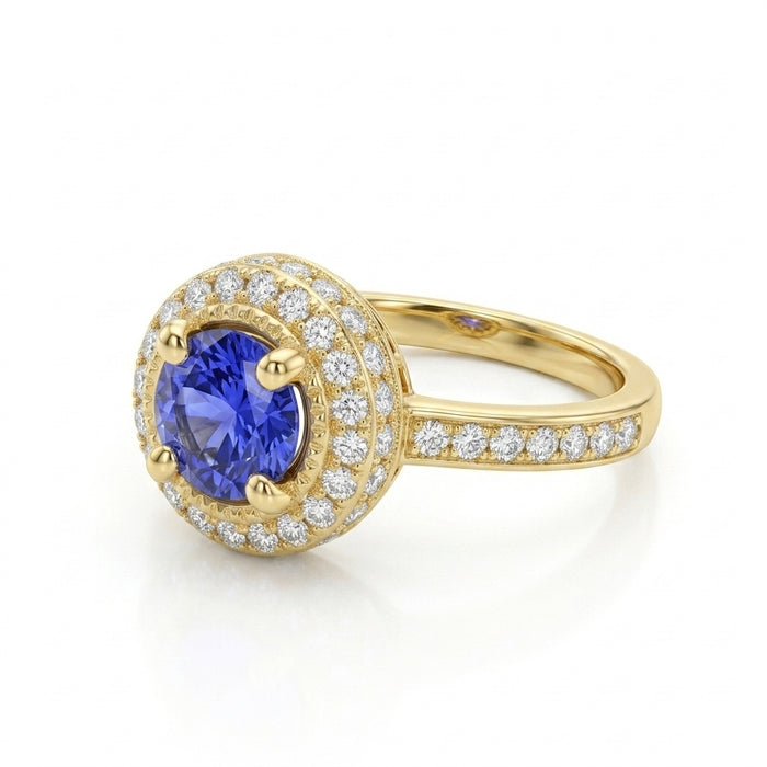 Tanzanite 1.00 ct tw Ring with 0.50ct tw Diamonds in 14kt Gold