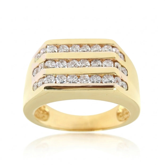 Men's Three Row Diamond Ring 1.75 ct tw 14kt Gold