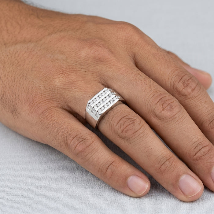 Men's Three Row Diamond Ring 1.75 ct tw 14kt Gold