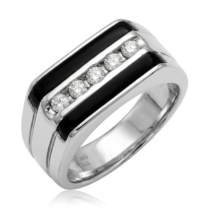 Men's Black Onyx and Diamond Ring 0.25ct tw 14kt Gold