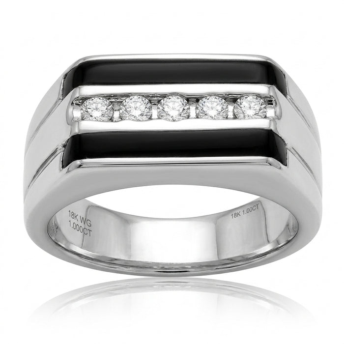 Men's Black Onyx and Diamond Ring 0.25ct tw 14kt Gold