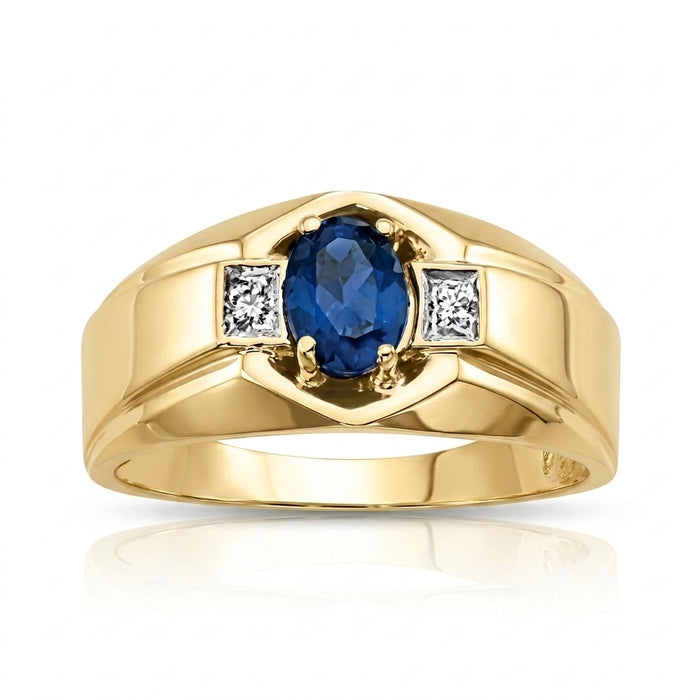 Men's Sapphire 0.50ct and Diamond Ring 0.02ct tw 14kt Gold