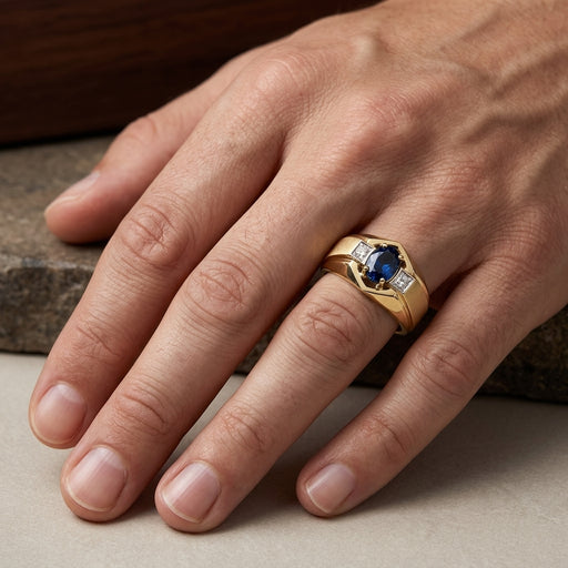 Men's Sapphire 0.50ct and Diamond Ring 0.02ct tw 14kt Gold