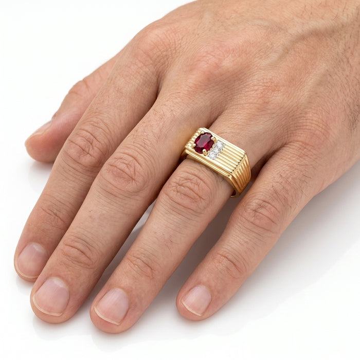 Men's Ruby 0.50ct and Diamond Ring 0.04ct tw 14kt Gold