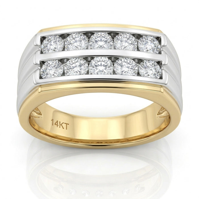 Men's Ring Diamonds 1.05 ct tw 14kt Gold Yellow & White Gold