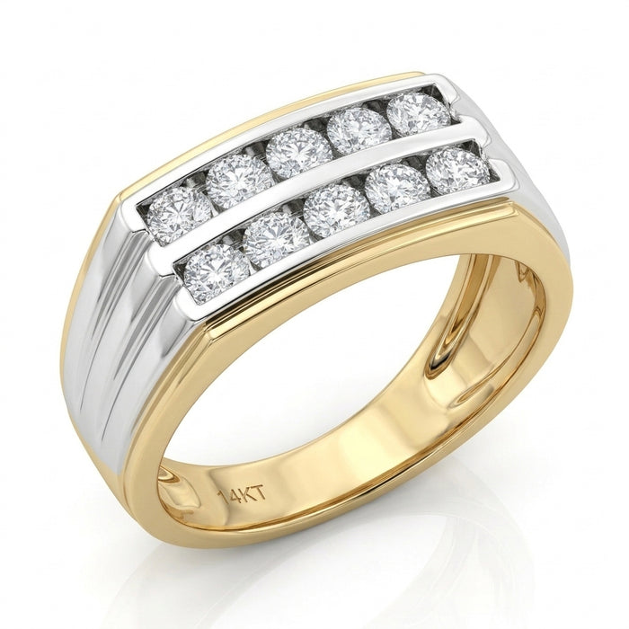 Men's Ring Diamonds 1.05 ct tw 14kt Gold Yellow & White Gold