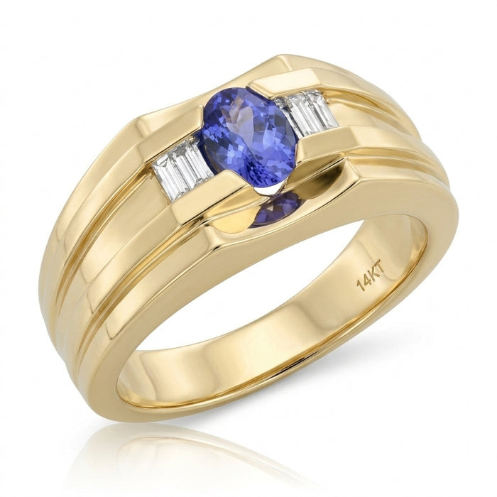 Tanzanite Men's Ring TA1.40 DB0.35 in 14kt Gold