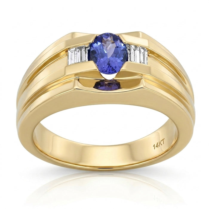Tanzanite Men's Ring TA1.40 DB0.35 in 14kt Gold