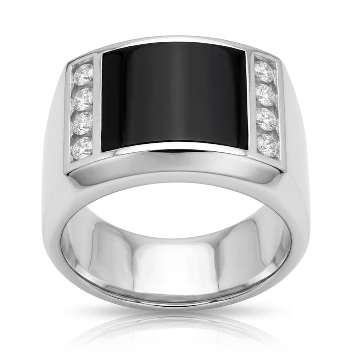 Men's Diamond Ring 1.05 ct tw 14kt Gold & Black Onyx