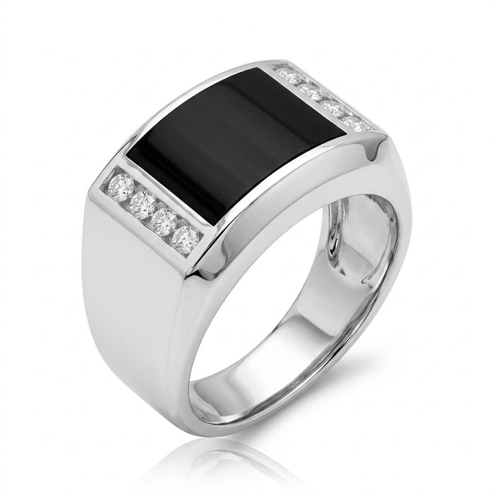 Men's Diamond Ring 1.05 ct tw 14kt Gold & Black Onyx