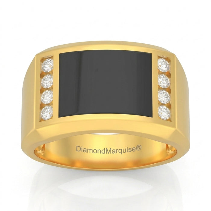 Men's Diamond Ring 1.05 ct tw 14kt Gold & Black Onyx