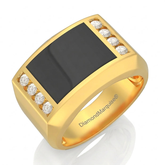 Men's Diamond Ring 1.05 ct tw 14kt Gold & Black Onyx