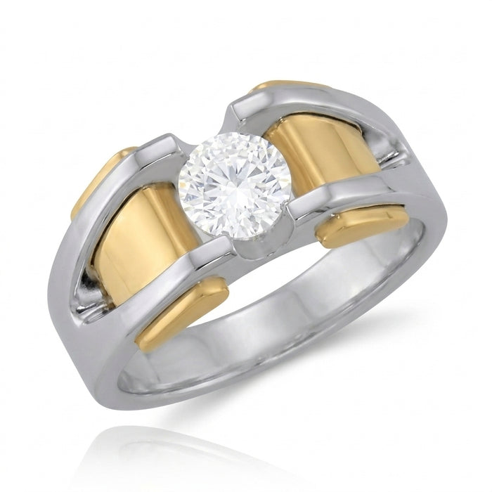 Men's Solitaire Diamond Ring 1.04 ct tw 14kt Gold Yellow & White Gold