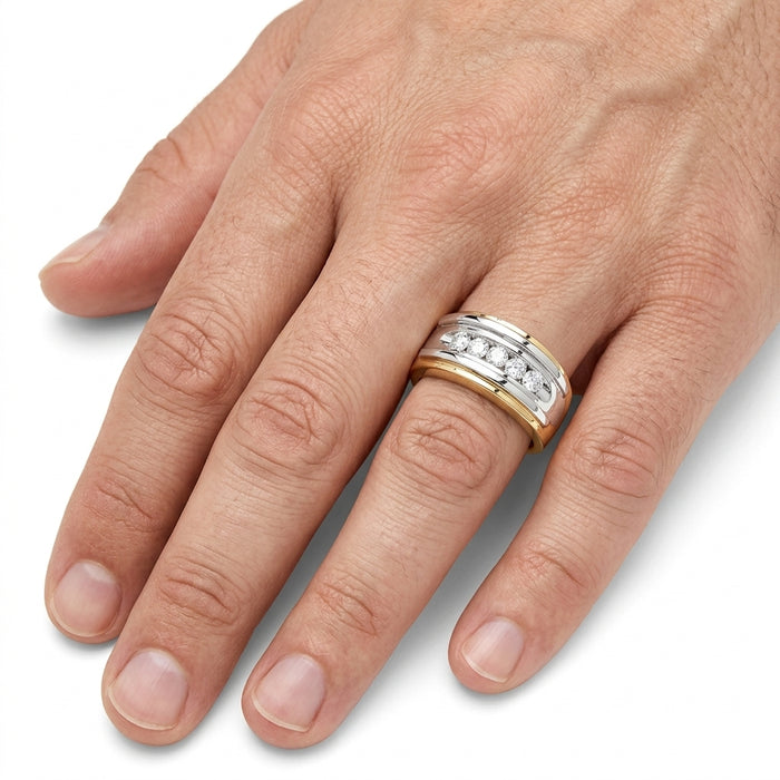 Men's Ring Diamonds 0.52 ct tw 14kt Gold Yellow & White Gold