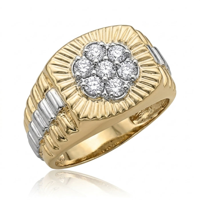 Men's Ring Diamonds 0.85 ct tw 14kt Gold Yellow & White Gold