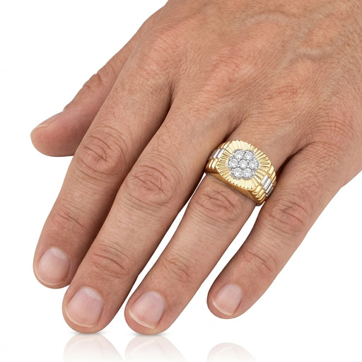 Men's Ring Diamonds 0.85 ct tw 14kt Gold Yellow & White Gold