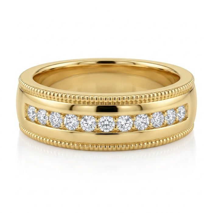 Men's Channel Diamond Ring 1.00 ct tw with Milgrain 14kt Gold