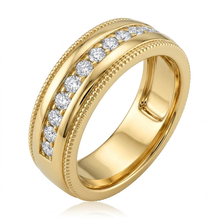 Men's Channel Diamond Ring 1.00 ct tw with Milgrain 14kt Gold