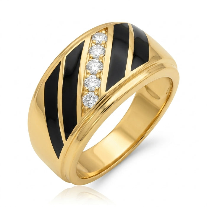 Men's Diamond Ring 0.20 ct tw 14kt Gold & Black Onyx