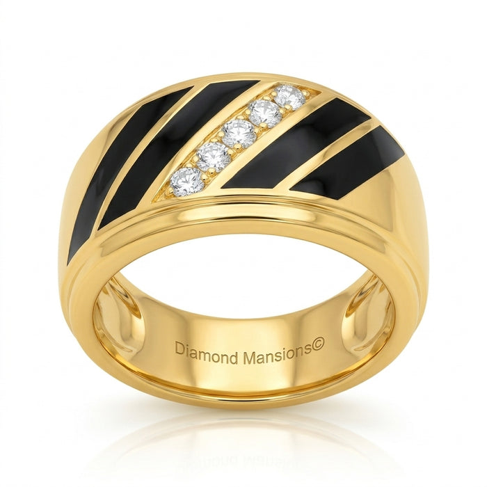 Men's Diamond Ring 0.20 ct tw 14kt Gold & Black Onyx