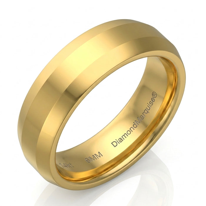 Wedding Band 14kt Gold Beveled 6MM