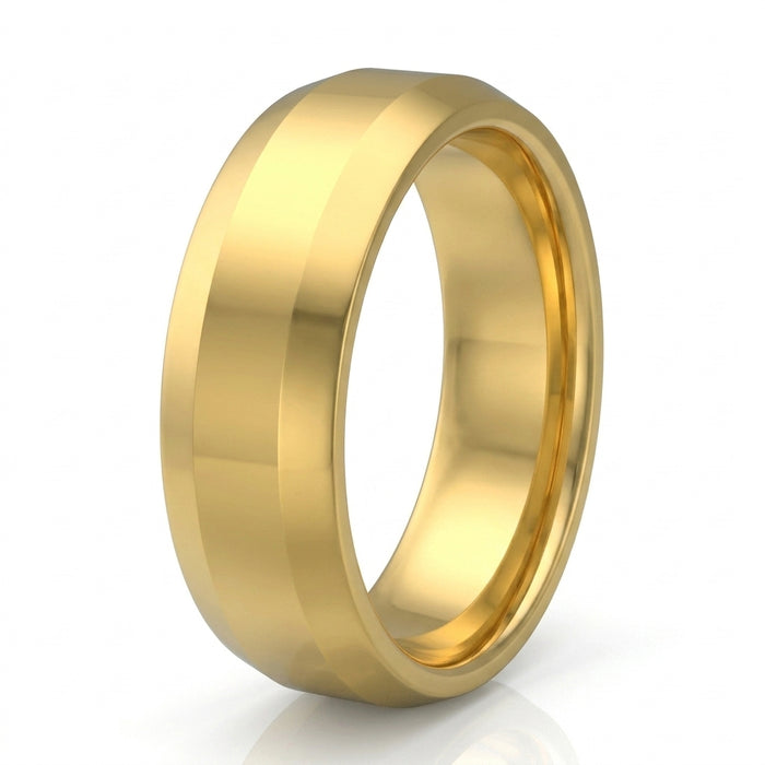 Wedding Band 14kt Gold Beveled 6MM