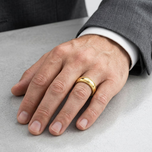 Wedding Band 14kt Gold Milgrain 6MM