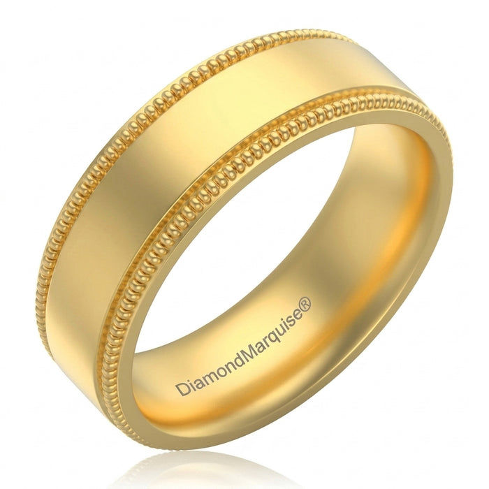 Wedding Band 14kt Gold Milgrain 6MM