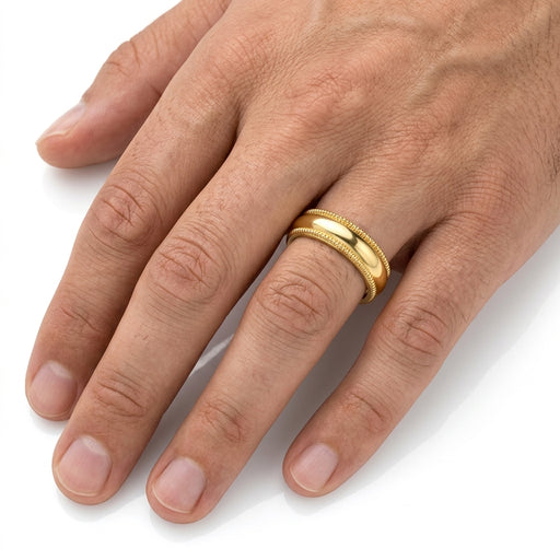 Wedding Band 14kt Gold 4MM Milgrain