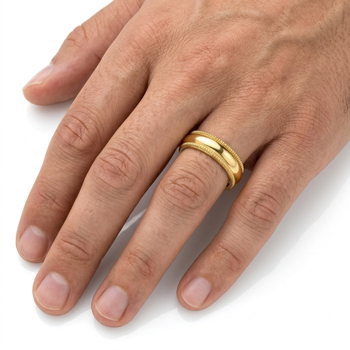 Wedding Band 14kt Gold 4MM Milgrain