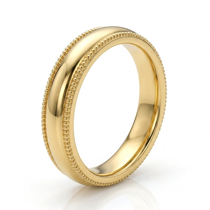 Wedding Band 14kt Gold 4MM Milgrain