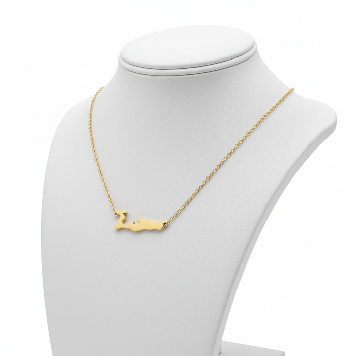 Large Grand Cayman Islands Map Necklace - 14k Yellow, White, or Rose Gold