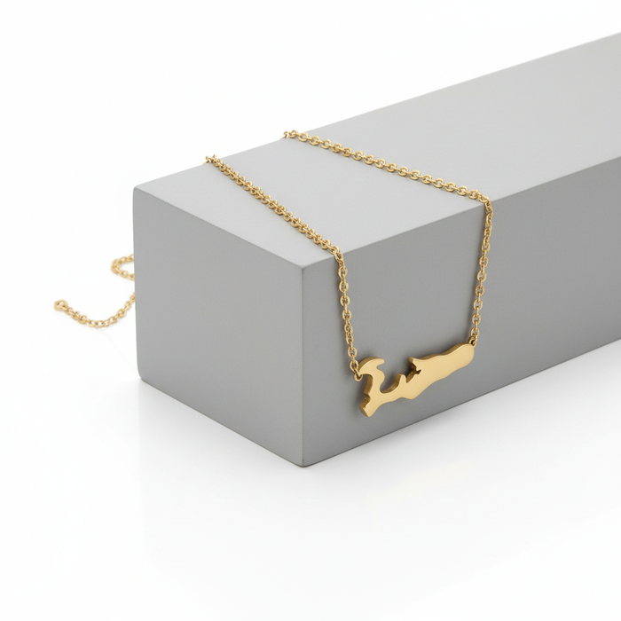 Large Grand Cayman Islands Map Necklace - 14k Yellow, White, or Rose Gold