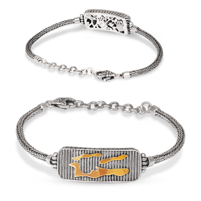 Cayman Map Bracelet Handcrafted in 18kt Gold and Sterling Silver