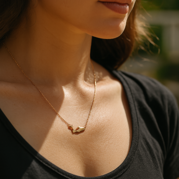 Medium Grand Cayman Islands Map Necklace - 14k Yellow, White, or Rose Gold