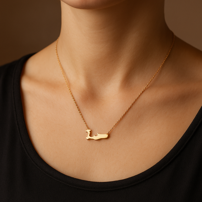 Medium Grand Cayman Islands Map Necklace - 14k Yellow, White, or Rose Gold