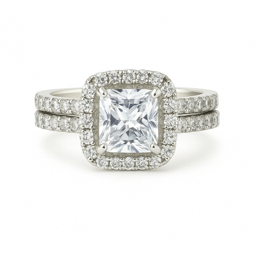 Princess Lab Grown Diamond Ring 1.60TW set in 14k Gold with matching band