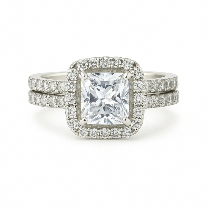 Princess Lab Grown Diamond Ring 2.65CTW set in 14k Gold with matching band