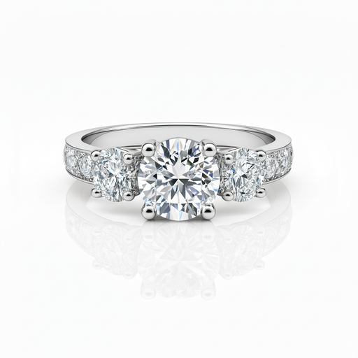 Lab Grown Three Stone Diamond Ring 1.80CTW set in 14k Gold